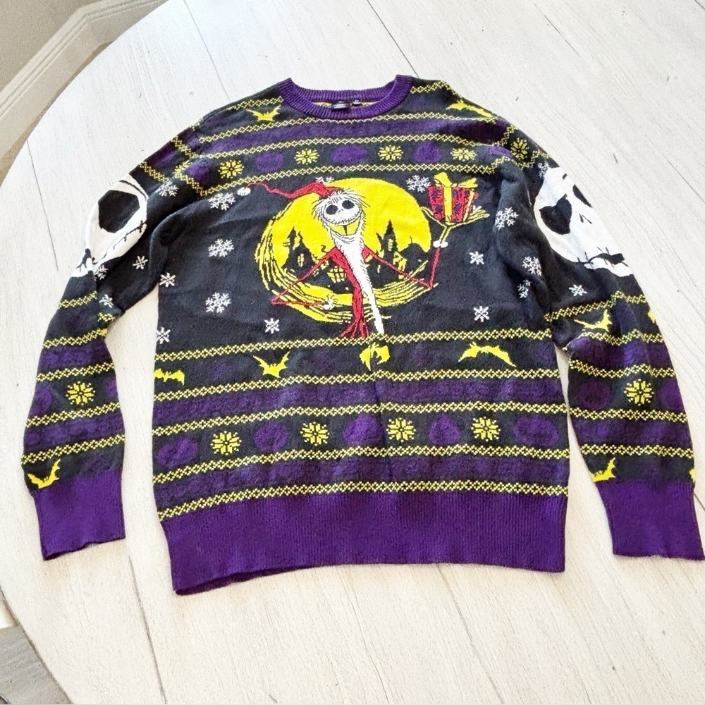 DISNEY Tim Burtons The Nightmare Before Christmas Jack Skellington Sweater M